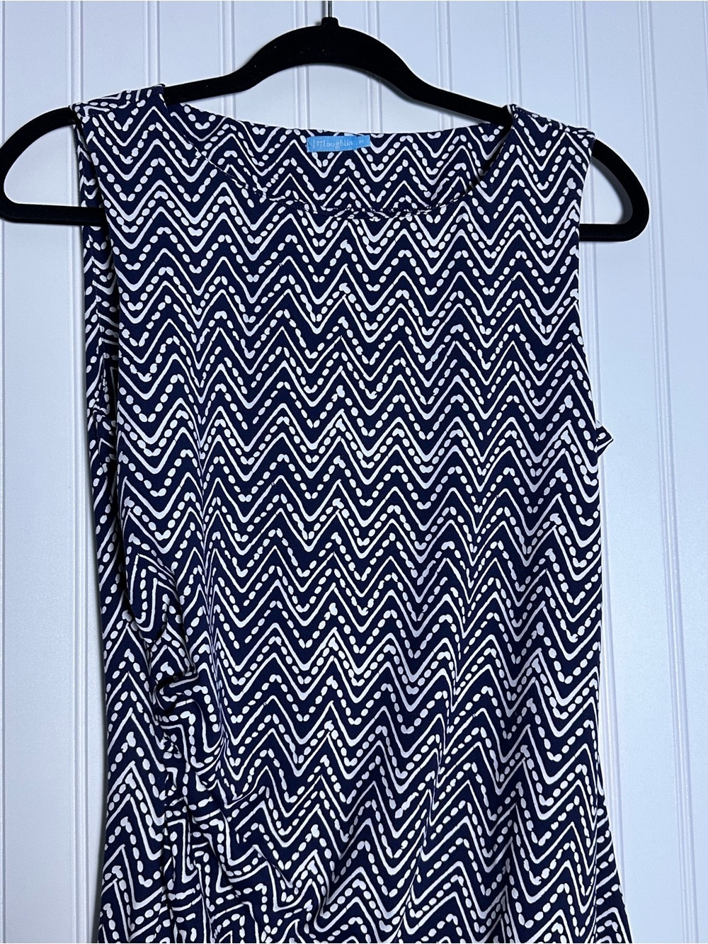 J.McLaughlin Ruched Sleeveless Catalina Cloth Dress M Geometric Crew Neck - Picture 2 of 8